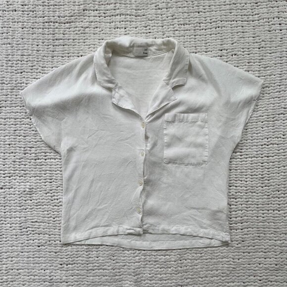 Wilfred Free White Crepe Button Up Shirt - Size Large - Picture 1 of 4